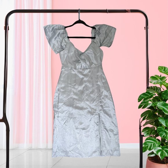 NWT Shoedazzle Dusty Blue Midi Dress - Size Small - Picture 2 of 7